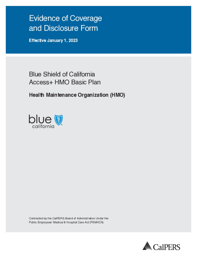 Fillable Online Evidence of Coverage and Disclosure Form. Blue Shield