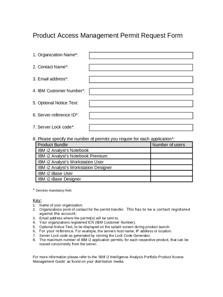 IBM i2 Product Access Management Request Doc Template pdfFiller