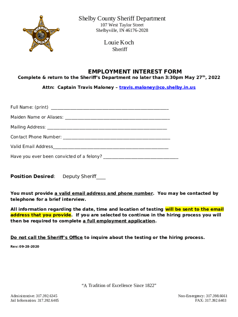 Interest Pima County Sheriff's Department