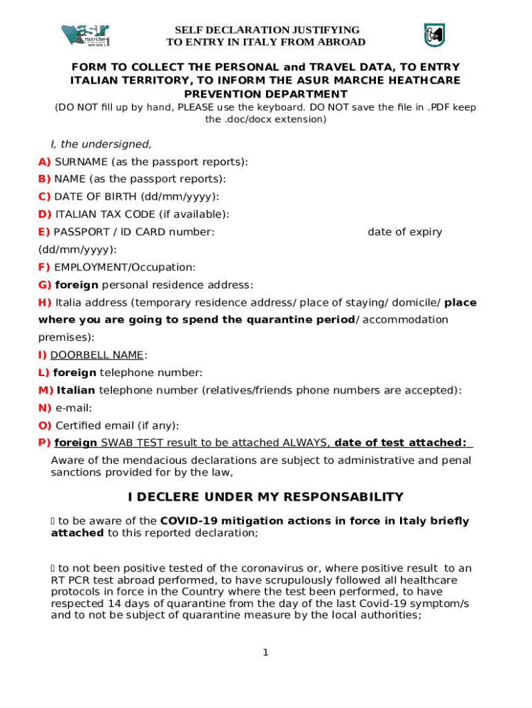 must fill out Italys