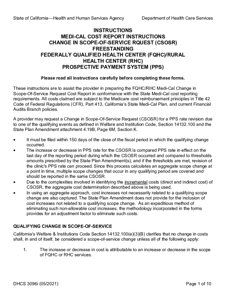 Fillable Online INSTRUCTIONS MEDICAL COST REPORT INSTRUCTIONS Fax