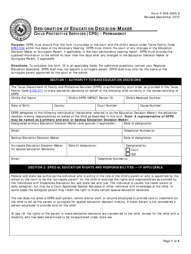 Fillable Online DFPS DFPS Forms Texas Department of Family and