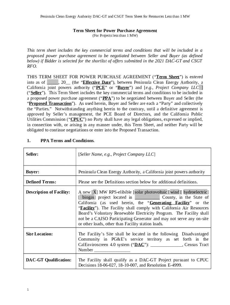 What is a PPA? THE Guide to Power Purchase Agreement Doc Template pdfFiller