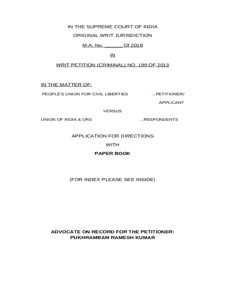 Writ Petition at Download free legal document sample Doc