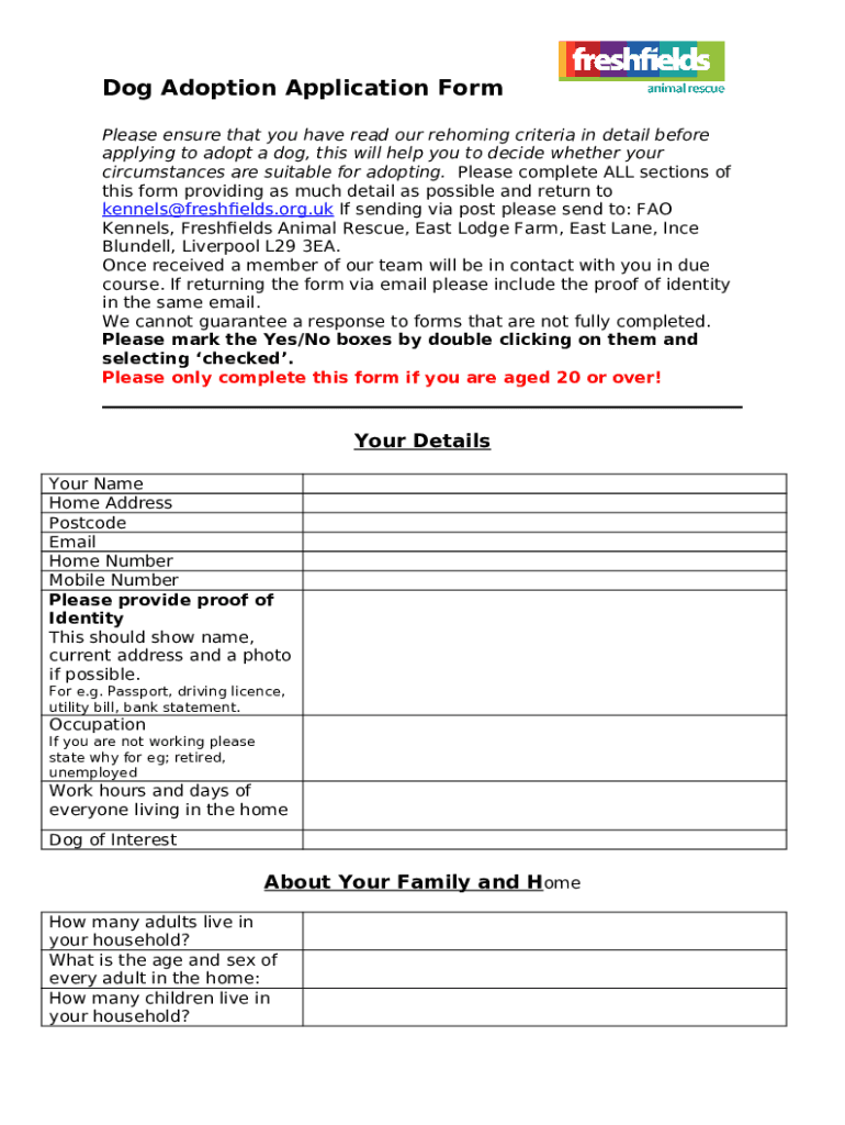 Dog Adoption Application TemplateJotDog Adoption Application