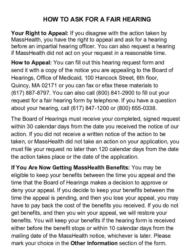 Fillable Online www.hhs.govguidancesitesHOW TO ASK FOR A FAIR HEARING