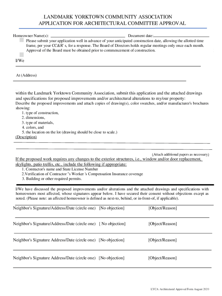 Fillable Online HOA Architectural Committee Guidelines