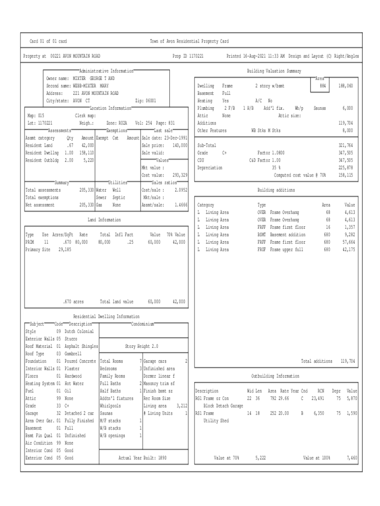 Fillable Online Property Record CardProperty Assessment Division