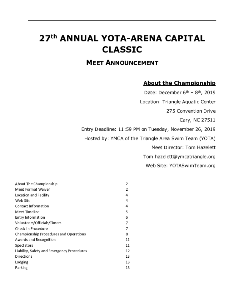 Fillable Online 27th ANNUAL YOTAARENA CAPITAL CLASSIC TeamUnify Fax