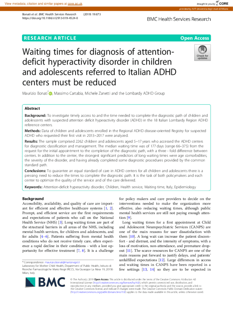 Fillable Online Waiting times for diagnosis of attention deficit