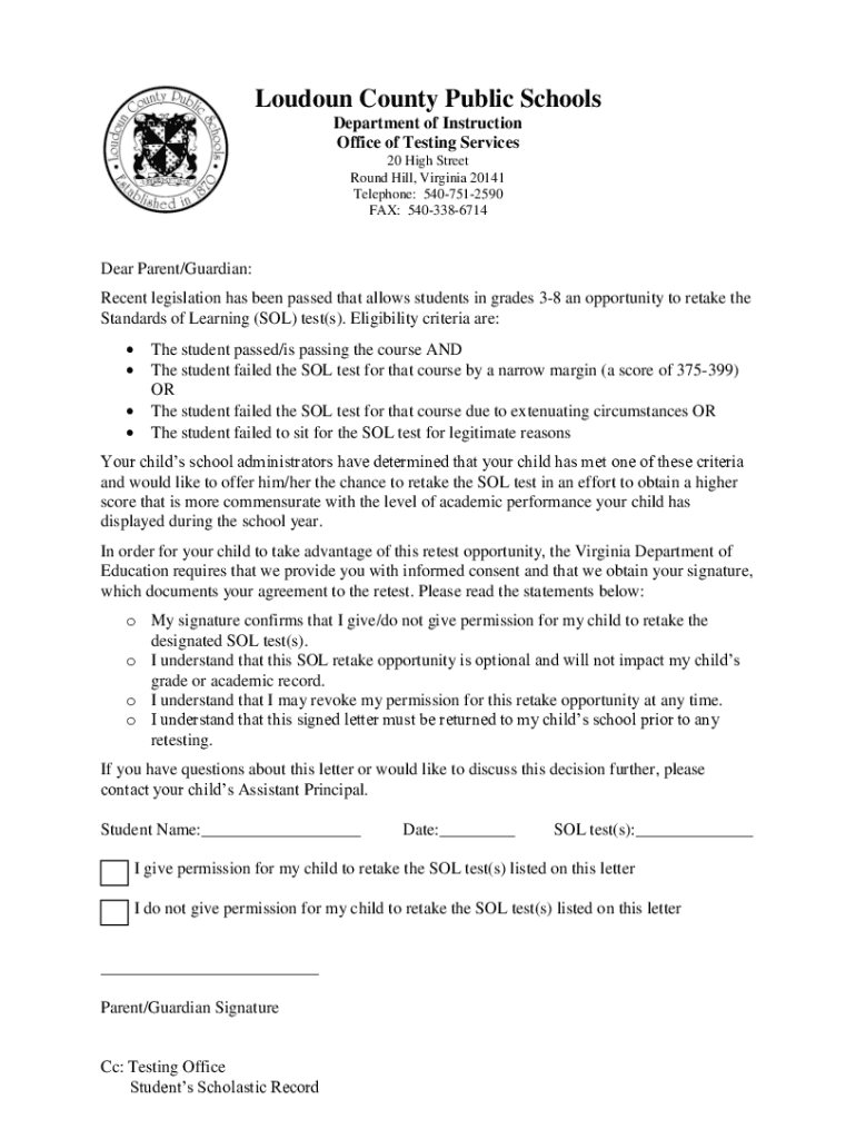 Fillable Online Assessment Services / Overview Loudoun County Public