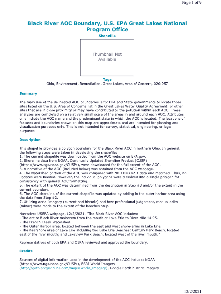 Fillable Online Black River AOC Boundary Metadata. The main use of the