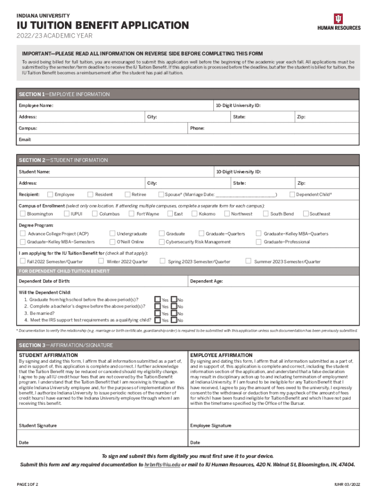 Fillable Online hr iu enrollmentbulletin.indiana.edupagestuitionIU
