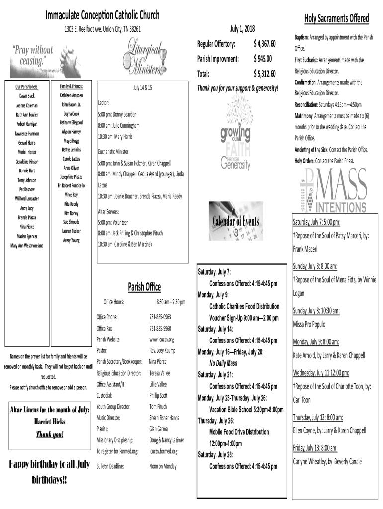 Fillable Online Enroll Step 1 Choose Gifts St. John Bosco Parish