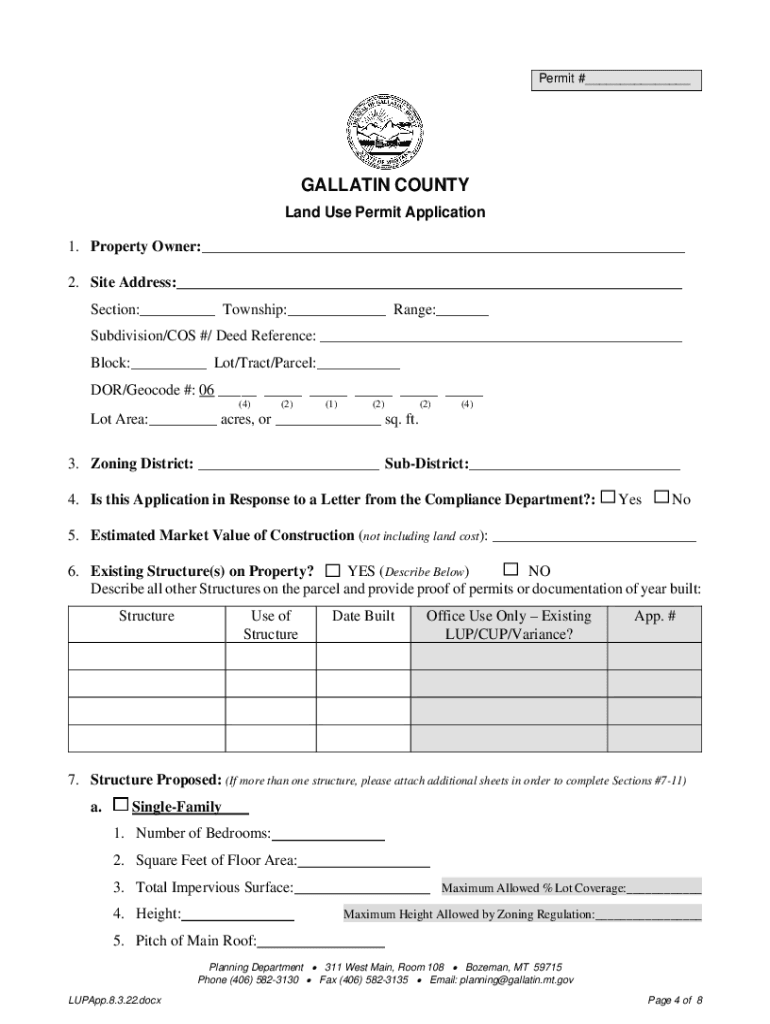 Fillable Online Get Gallatin County Land Use Permit US Legal Forms