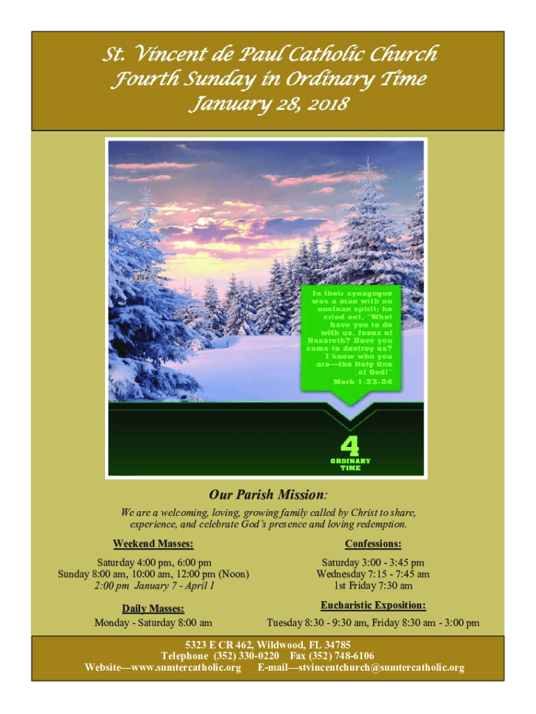Fillable Online St. Vincent de Paul Catholic Church Parishes Online