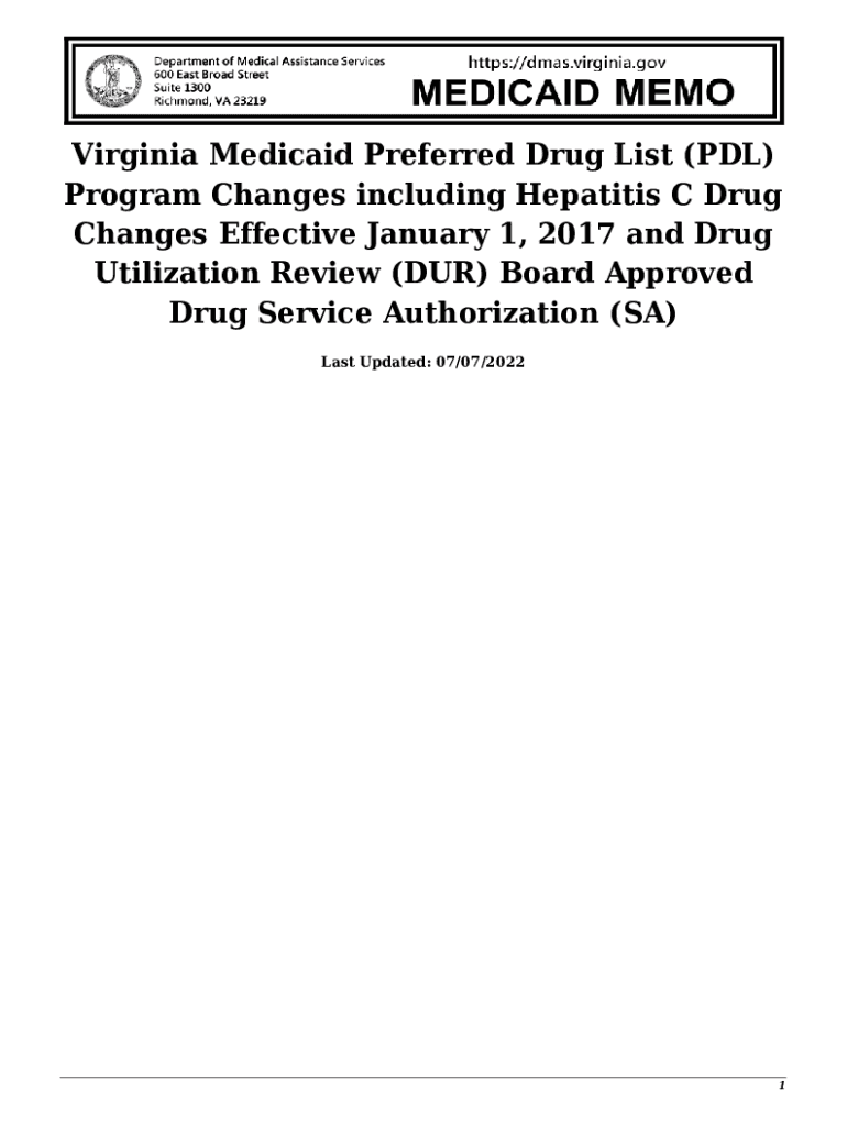 Fillable Online Virginia Medicaid Preferred Drug List / Common Core