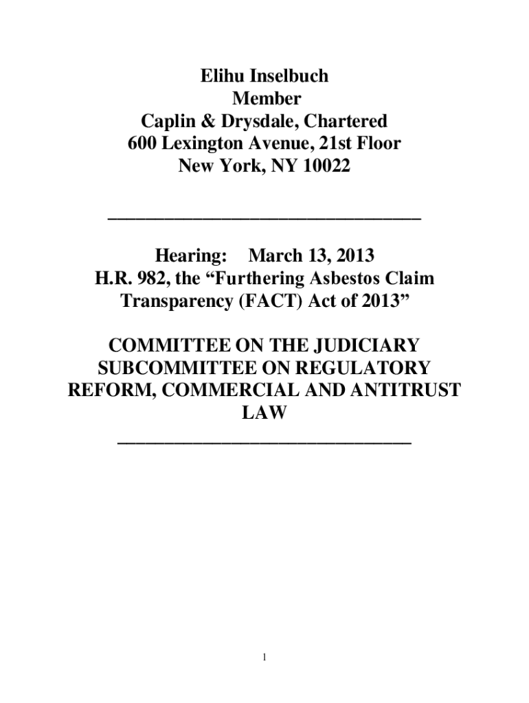 Fillable Online Elihu Inselbuch Member Caplin & Drysdale, Chartered 600