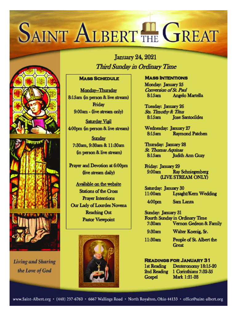 Fillable Online Order of the Mass St. Albert the Great Catholic