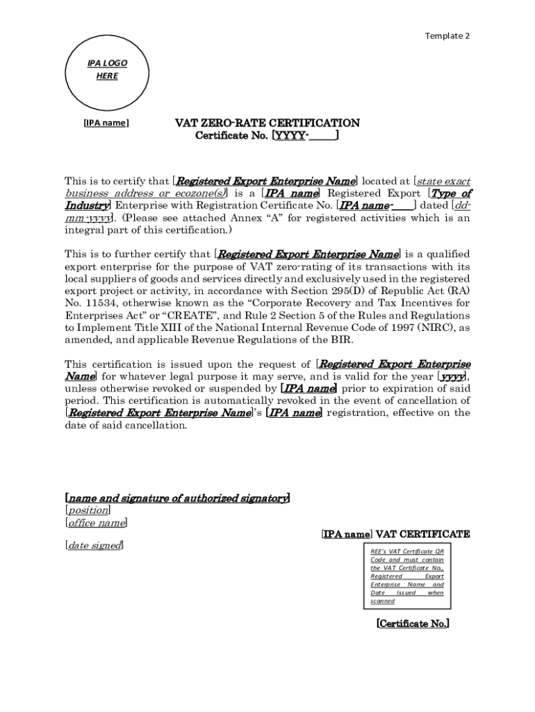 Fillable Online vat zerorate certification assets.kpmg Fax Email