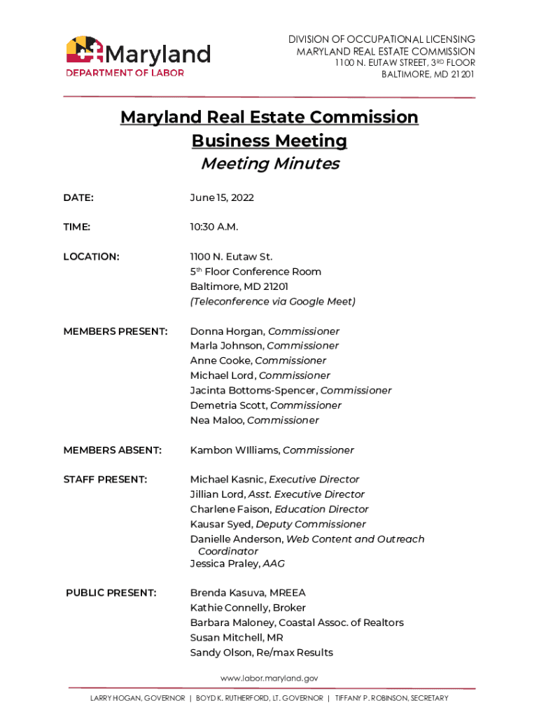 Fillable Online Maryland Real Estate Commission (MREC) Division