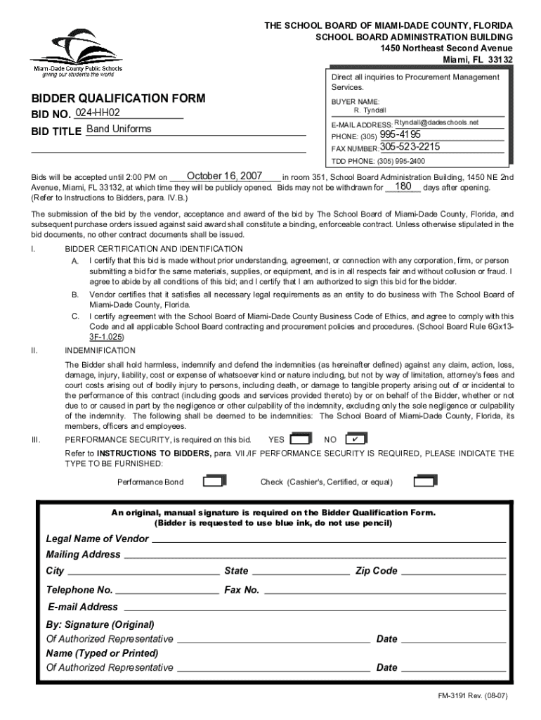 Fillable Online MDCPS MiamiDade County Public Schools Procurement
