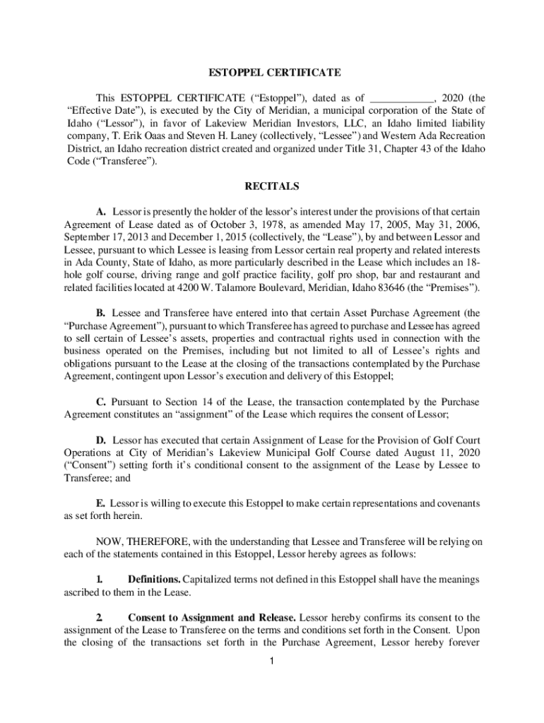 Fillable Online What Is An Estoppel Certificate? Real Estate Exam