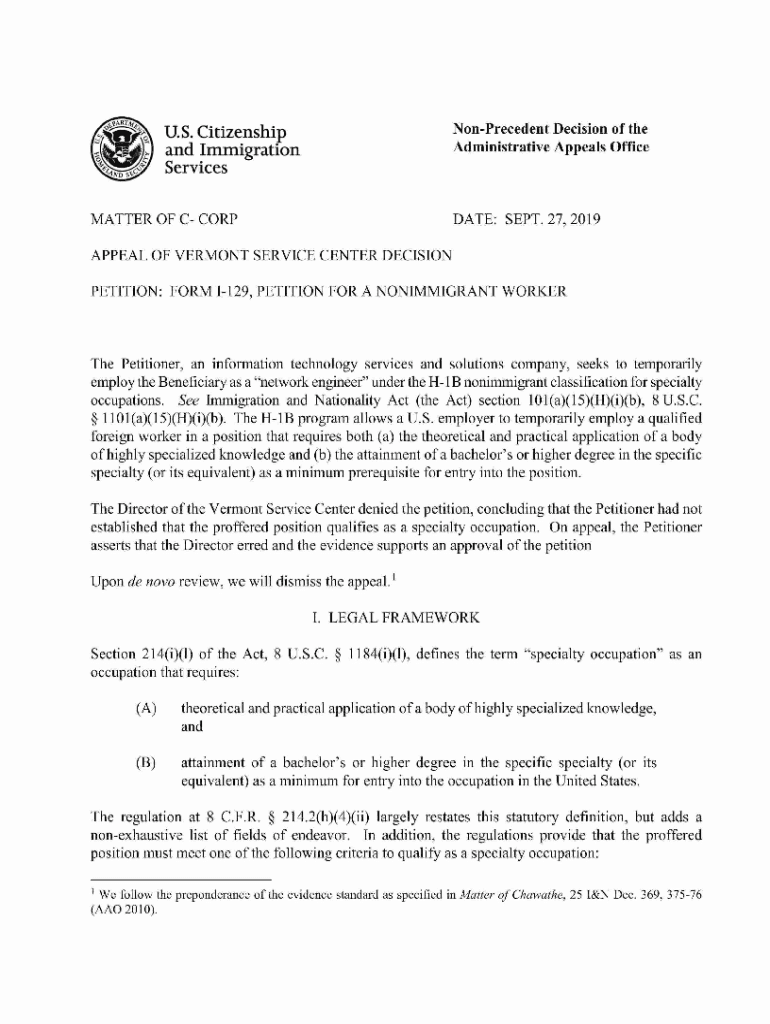 Fillable Online eb5.vermont.govdocumentnonprecedentdecisionNon