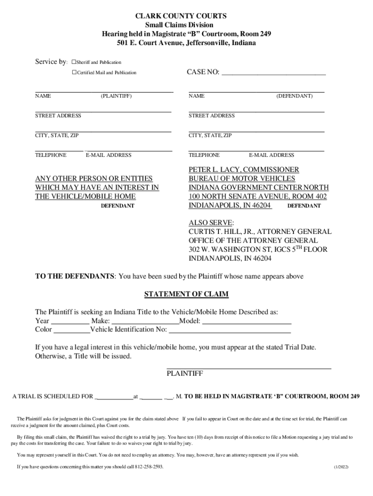 Fillable Online co clark in Indiana BMV Title Transfer Guide