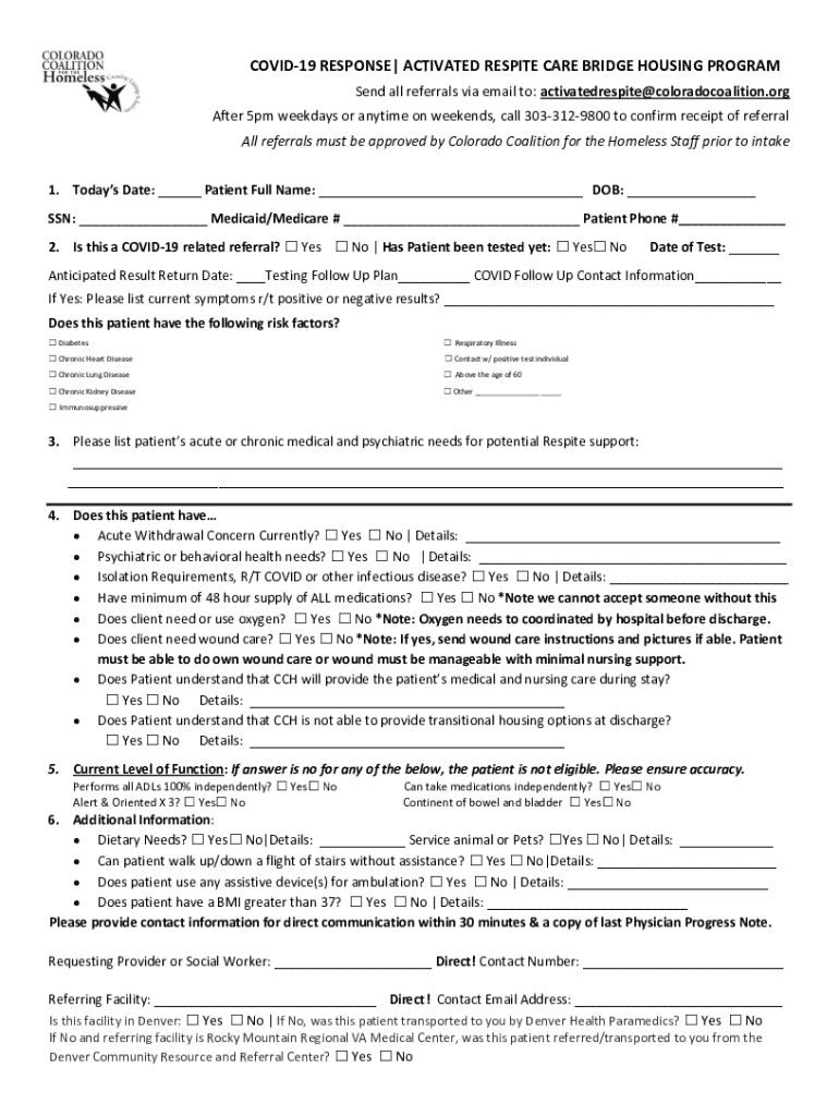 Fillable Online Human Services COVID19 Emergency Rent Bridge North