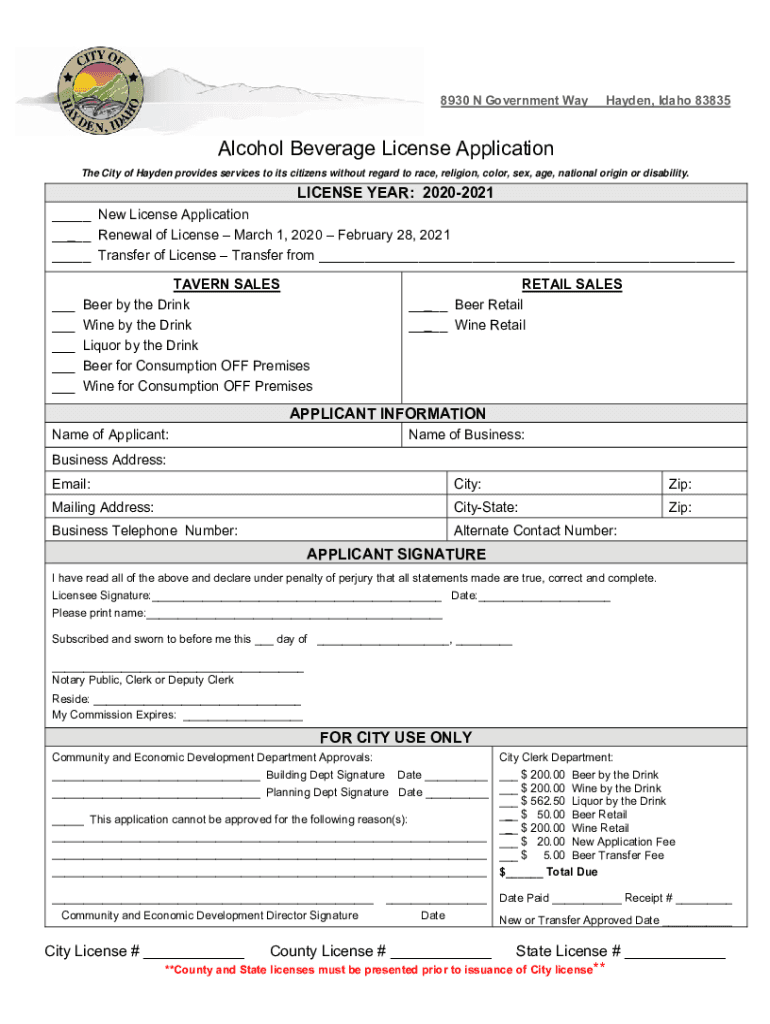 Fillable Online Alcohol Beverage License Application.docx Fax Email