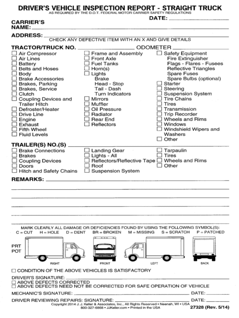 Fillable Online Driver vehicle inspection reportFMCSA Federal Motor