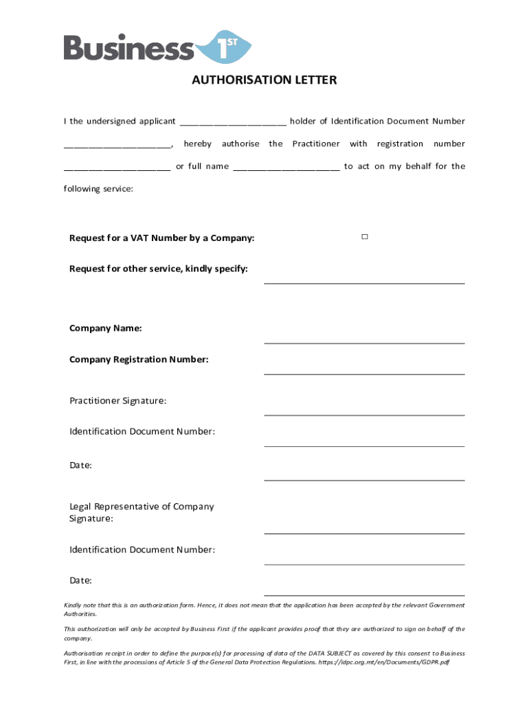 Fillable Online Sample of Authorization Letter Template With