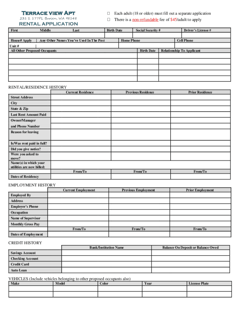 Fillable Online Terrace view Apt RentLinx Fax Email Print pdfFiller