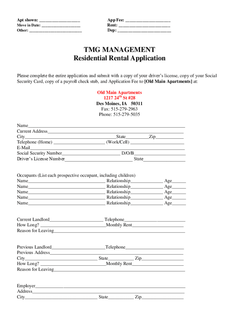 Fillable Online Residential Rental Application RentLinx Fax Email