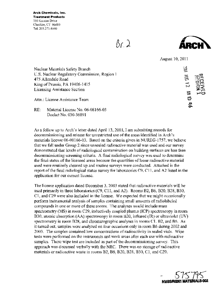 Fillable Online Arch Chemicals, 350 Knotter Dr, Cheshire, Town of, CT