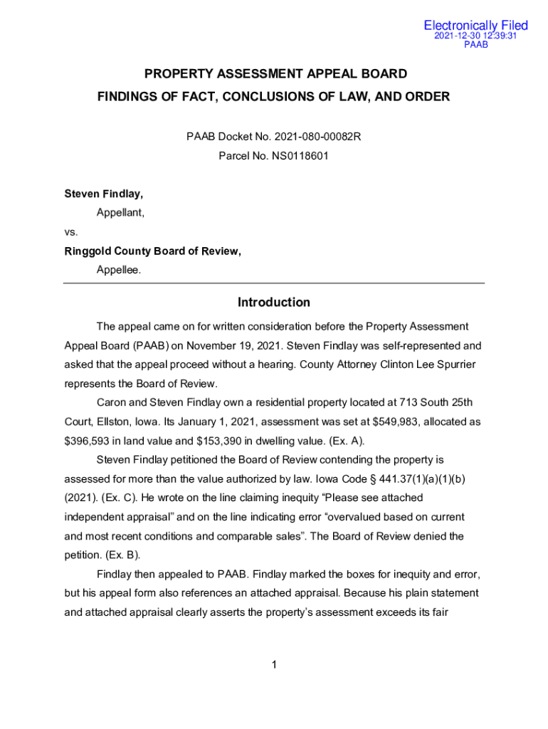 Fillable Online paab iowa Property assessment appealsBoard of Revision of Taxes Fax Email Print