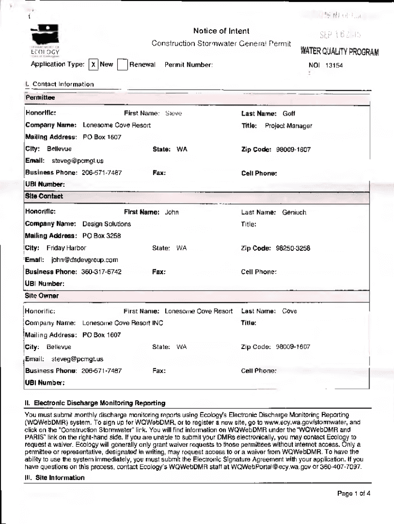 Fillable Online Construction Stormwater General Permit West Virginia
