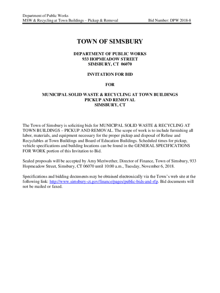 Fillable Online Department of Public Works (DPW) Town of Montague, MA