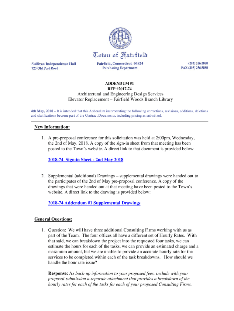 Fillable Online ADDENDUM NO. 1 RFP FOR ARCHITECTURAL AND ENGINEERING