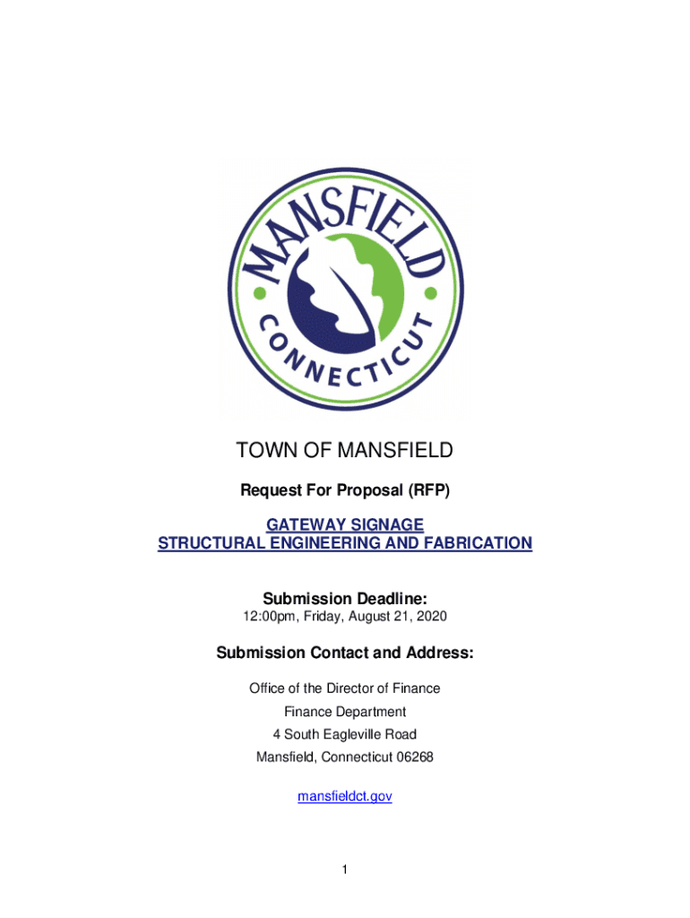 Fillable Online TOWN OF MANSFIELD Request For Proposal (RFP)
