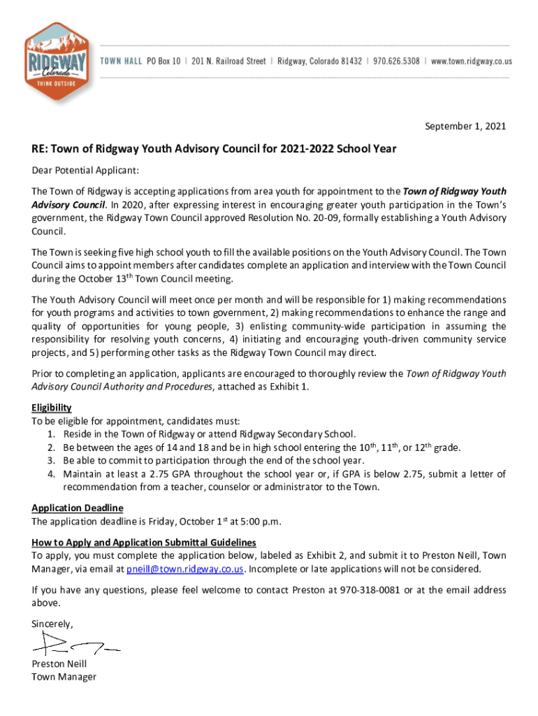 Fillable Online 2021/2022 Mayor's Youth Advisory Council Application