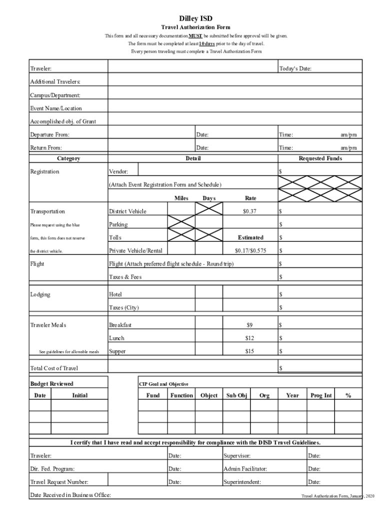 Fillable Online 10+ Travel Authorization Form Templates PDF, DOCXFree