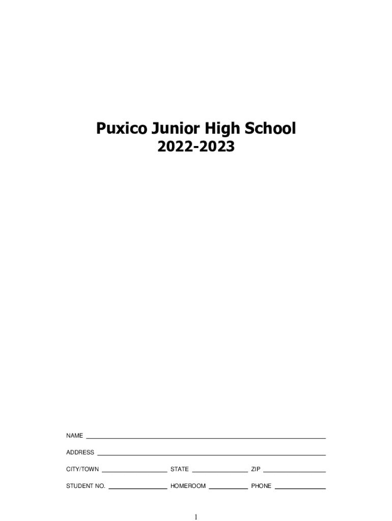 Fillable Online Puxico Junior High School Puxico, MO (Address and