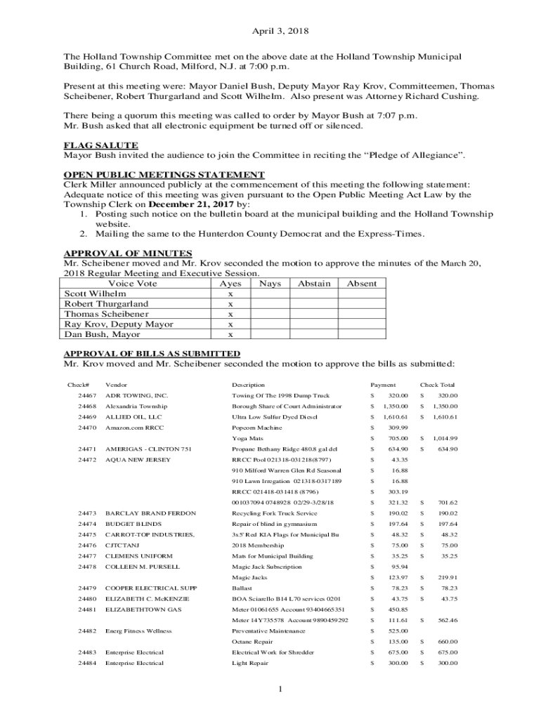 Fillable Online Tax Collector Holland Township, New Jersey Fax Email