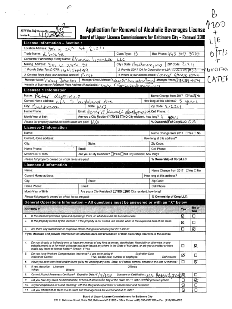 Fillable Online bllcrecords baltimorecity Renew Your Driver's License