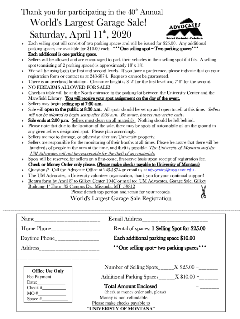 Fillable Online 127 Yard Sale The World's Longest Yard Sale Fax Email