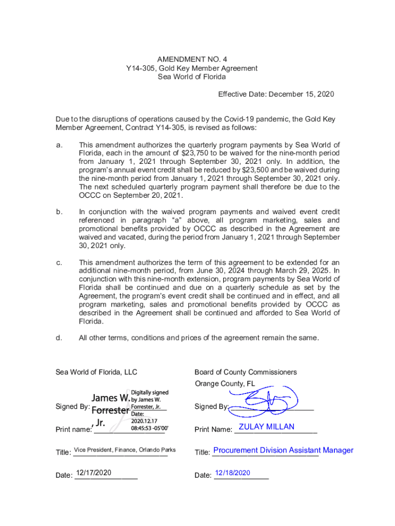 Fillable Online apps ocfl Fillable Online AMENDMENT NO. 2 Y14305, Gold