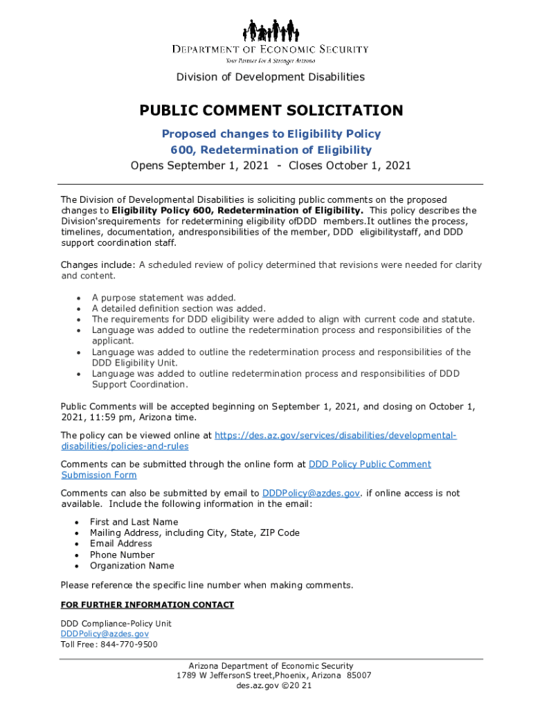 Fillable Online Public Comment Solicitation Announcement for