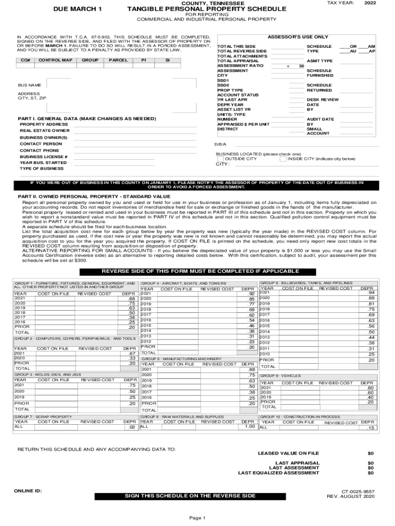 Fillable Online COUNTY, TENNESSEE DUE MARCH 1 TANGIBLE PERSONAL